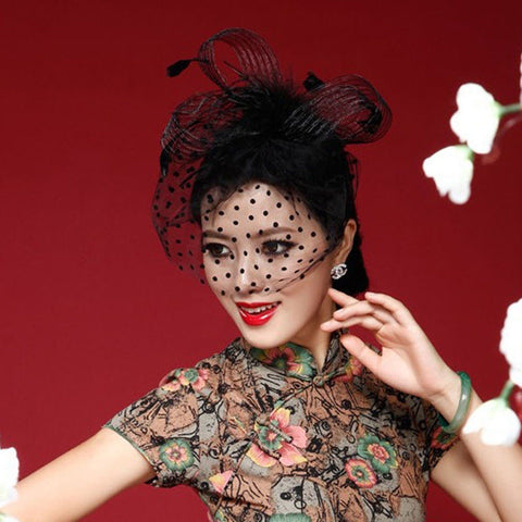 Elegant Veil Feather Fascinator