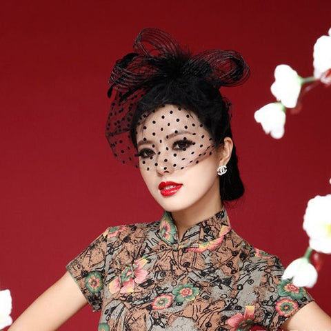 Elegant Veil Feather Fascinator