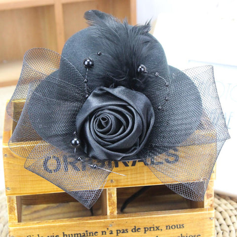 Mini Feather Rose Fascinator